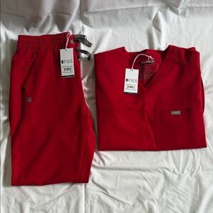 Figs Mens Red Scrub Set